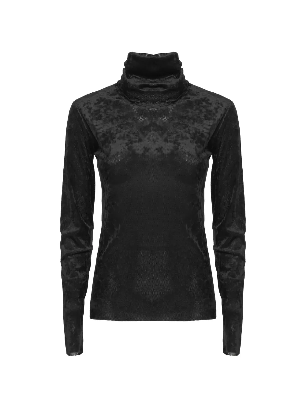 D.Exterior velvet-effect roll-neck sweater Zwart