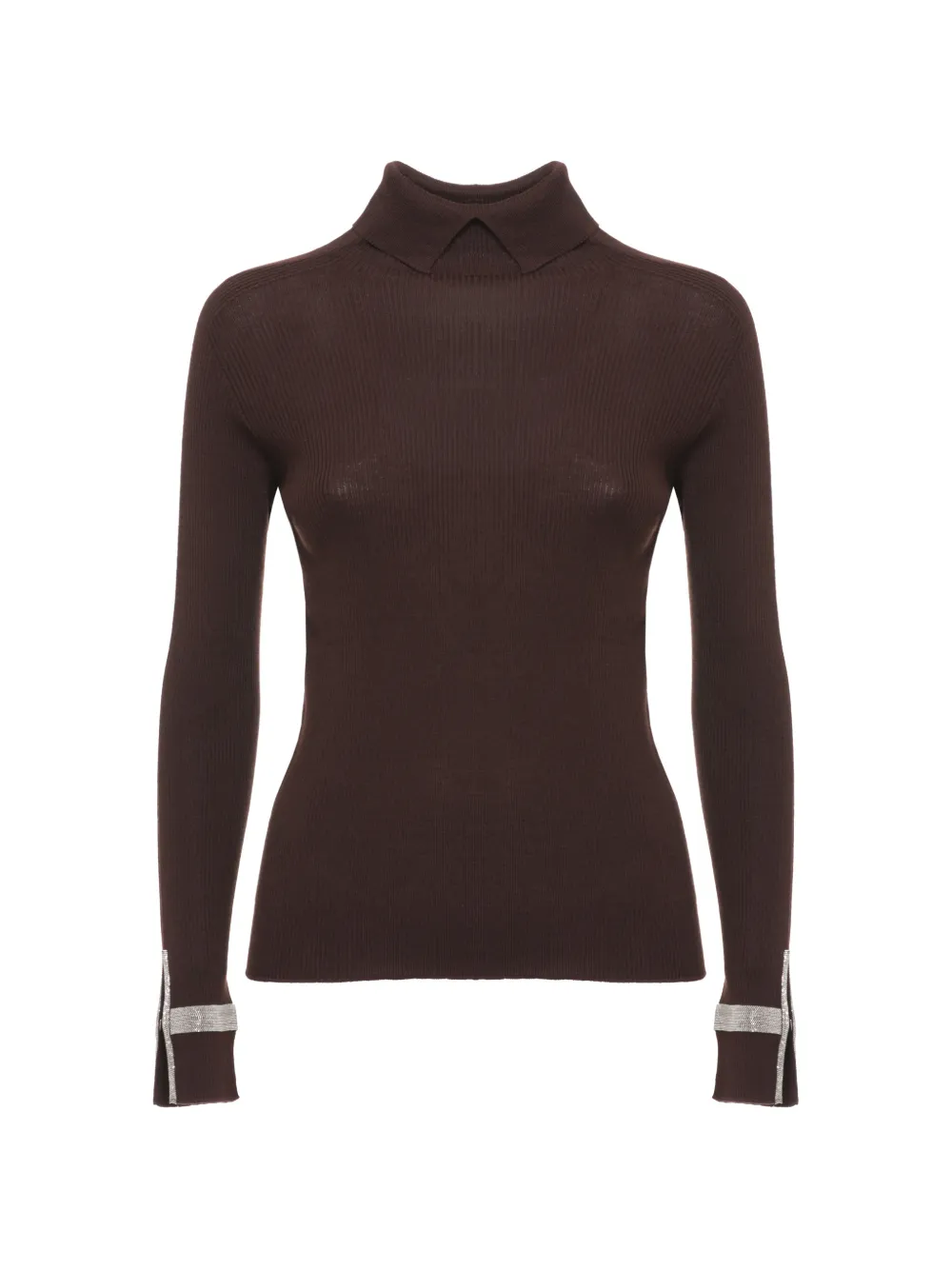 D.Exterior ribbed roll-neck sweater Bruin