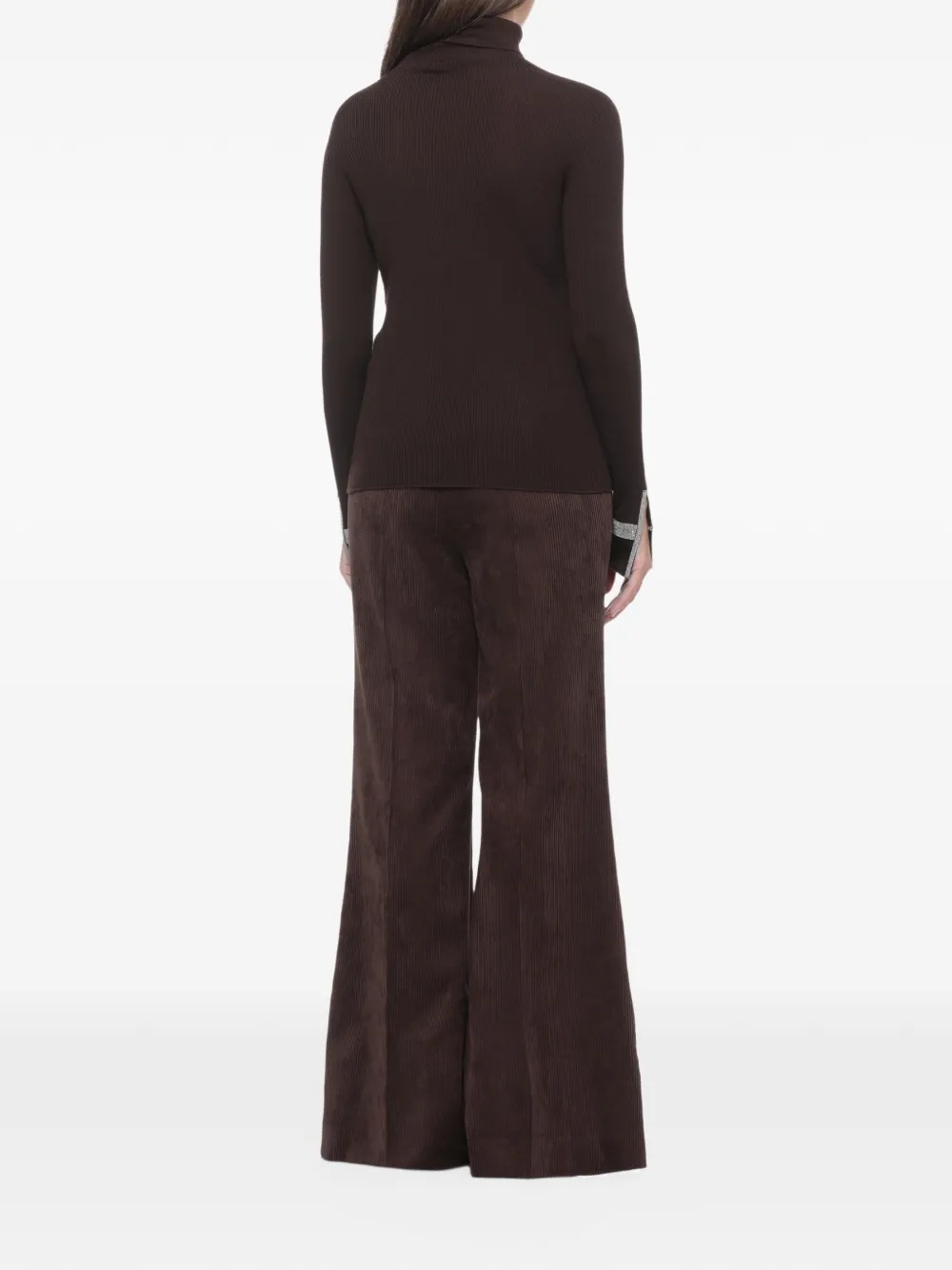 D.Exterior ribbed roll-neck sweater Bruin