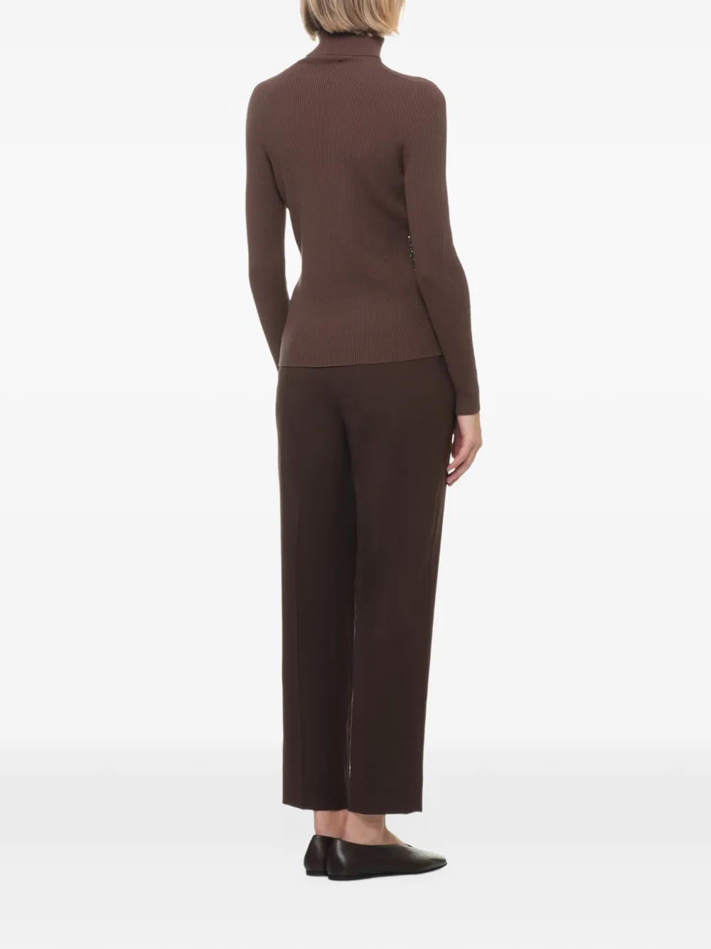 D.Exterior sequin-embellished roll-neck sweater Bruin