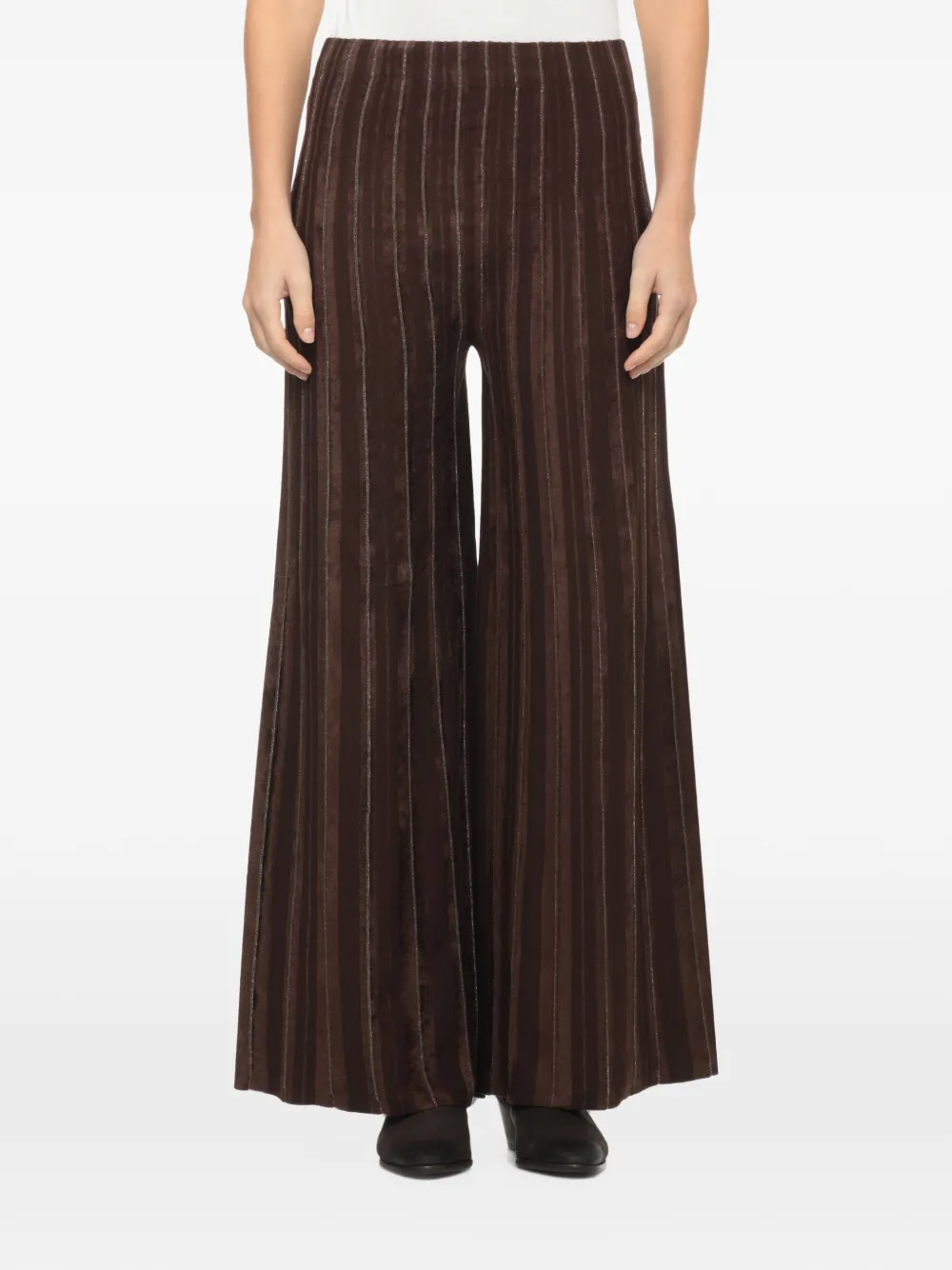 D.Exterior vertical-stripe wide-leg trousers Bruin