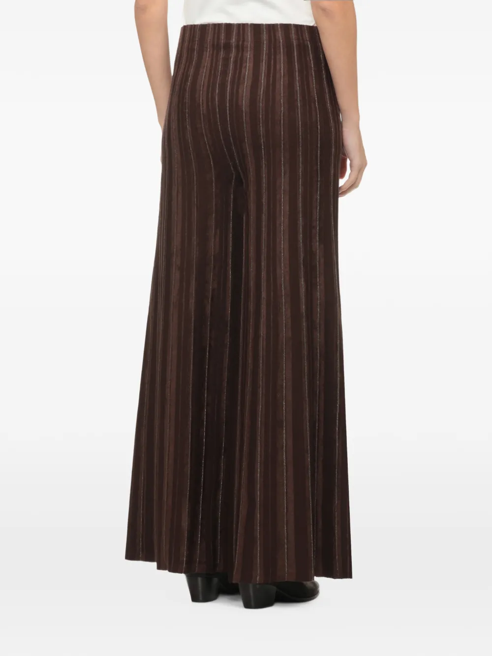 D.Exterior vertical-stripe wide-leg trousers Bruin