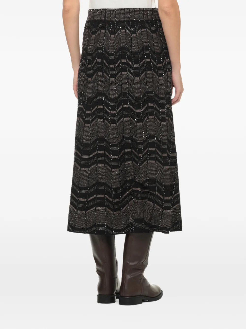 D.Exterior sequin-embellished geometric-pattern midi skirt Bruin