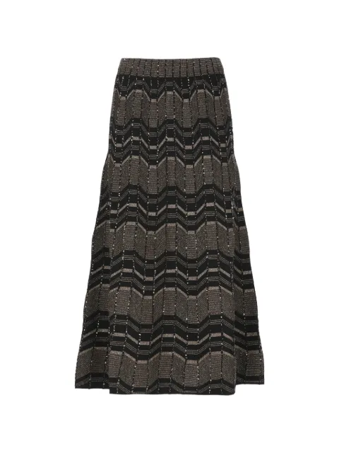 D.Exterior sequin-embellished geometric-pattern midi skirt