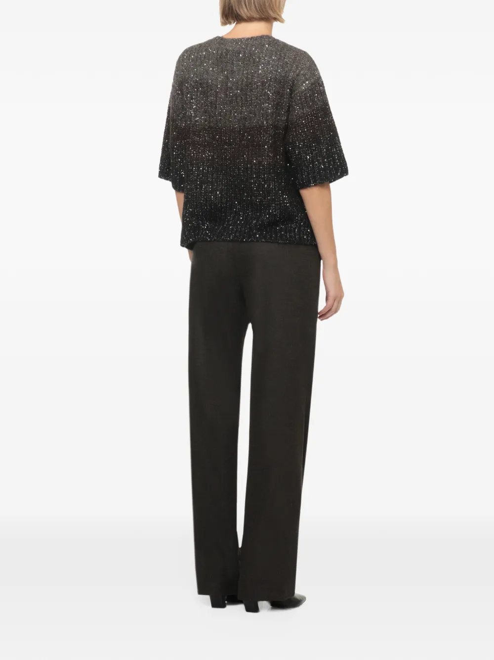 D.Exterior sequin-embellished ombre-effect sweater Bruin