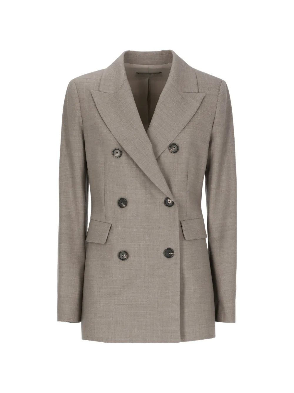 D.Exterior double-breasted peak-lapel jacket - Tons neutres D.Exterior double-breasted peak-lapel jacket - Tons neutres