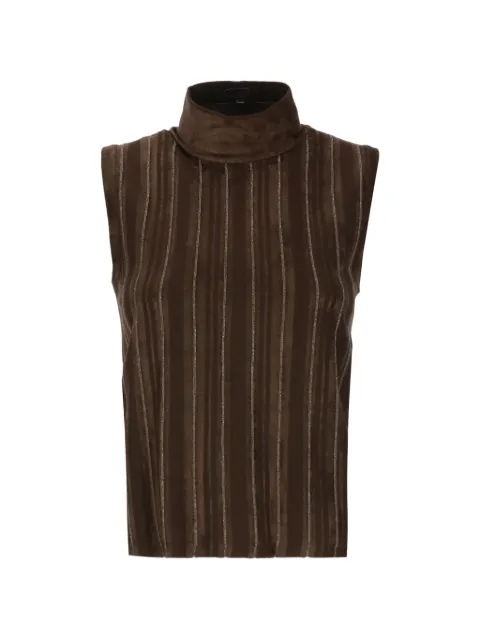 D.Exterior stripe-pattern sleeveless top