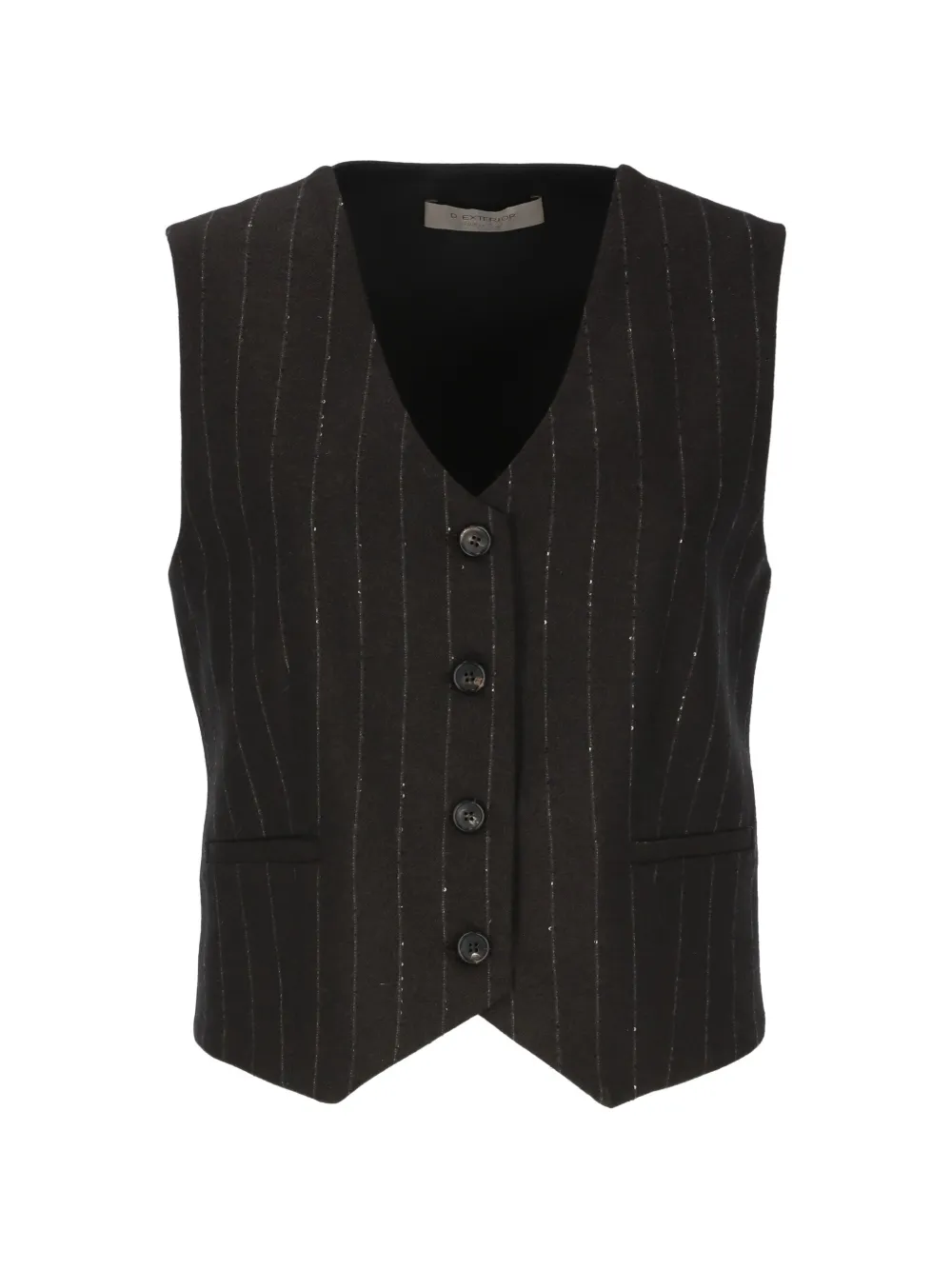 D.Exterior pinstripe sequin-embellished waistcoat - Brown