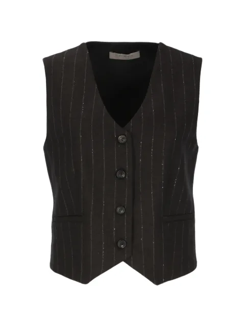 D.Exterior pinstripe sequin-embellished waistcoat