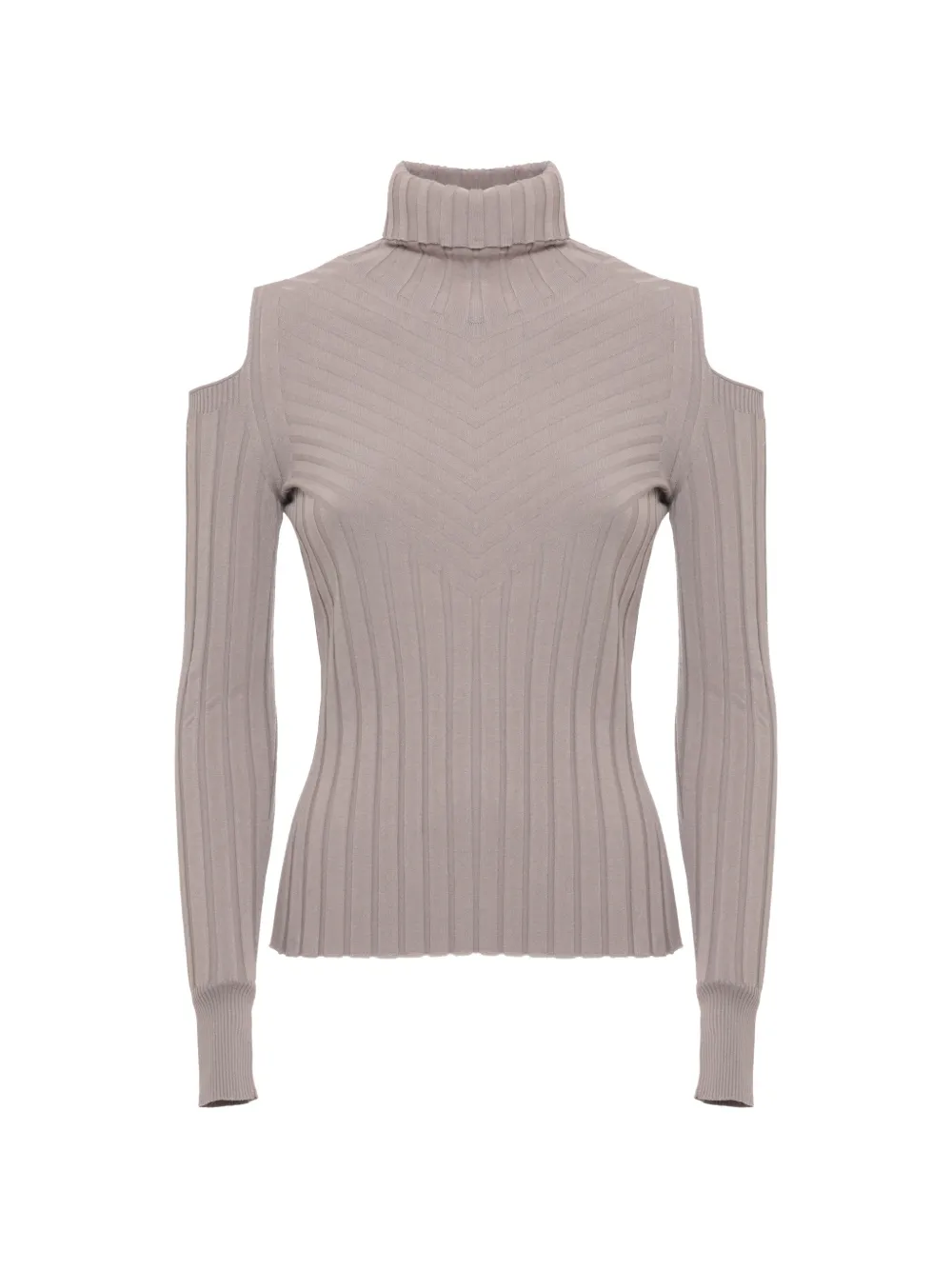D.Exterior cold-shoulder ribbed-knit long-sleeve T-shirt Grijs