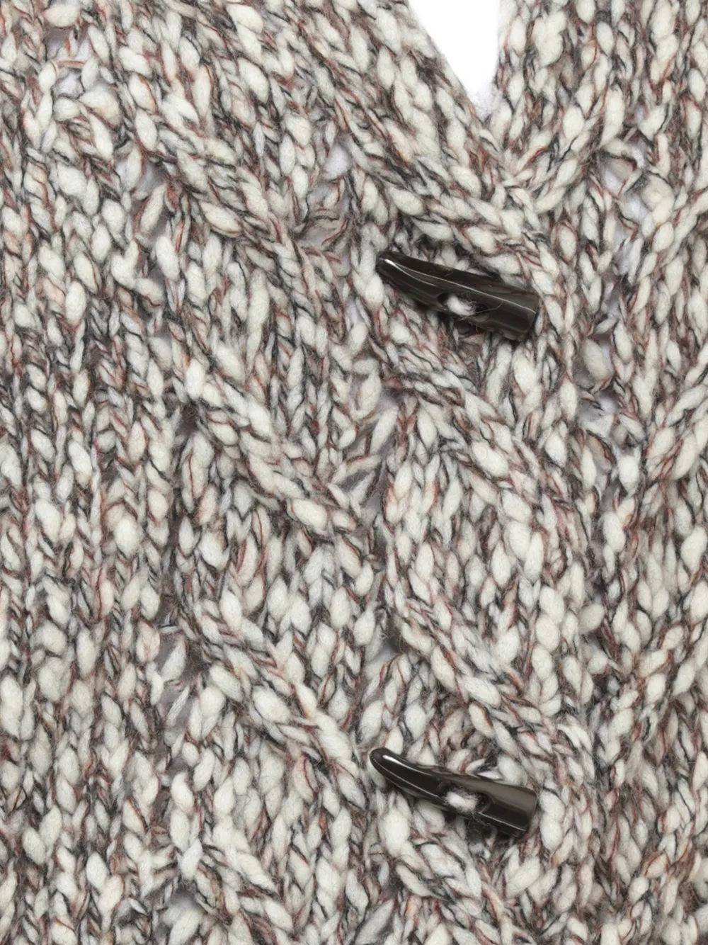 D.Exterior cable-knit toggle-fastening cardigan Beige