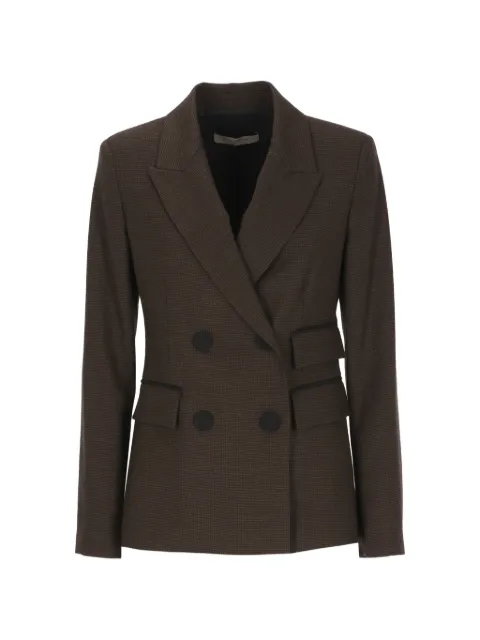 D.Exterior houndstooth double-breasted blazer