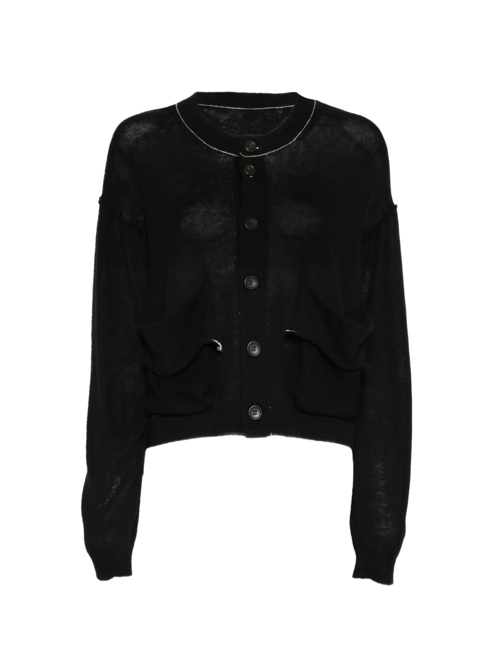 Y's big-pocket short cardigan - Schwarz