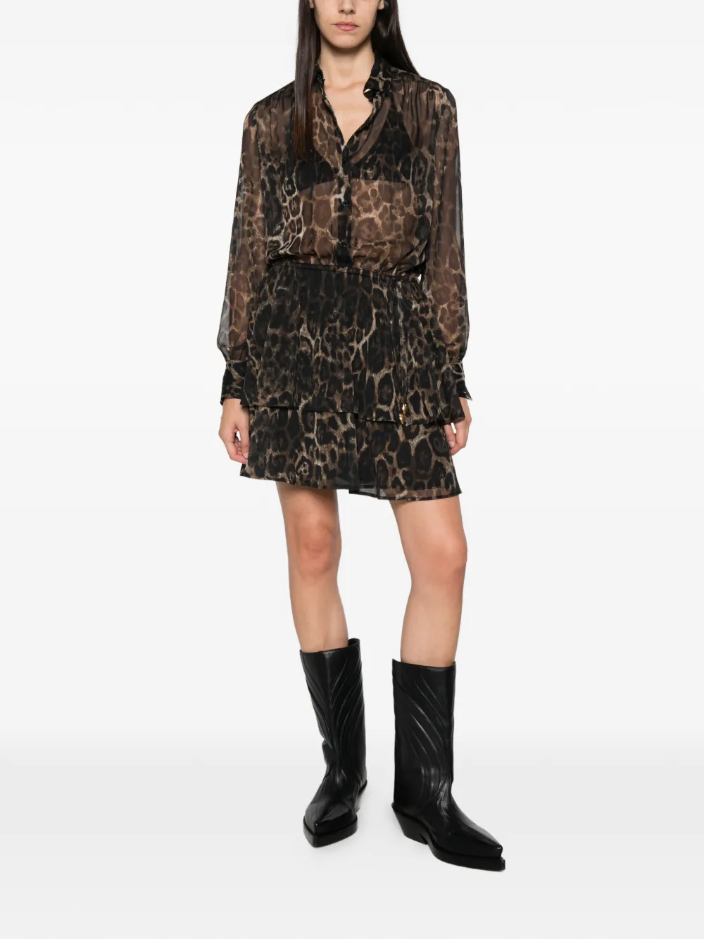 Just Cavalli leopard-print tiered mini dress Bruin