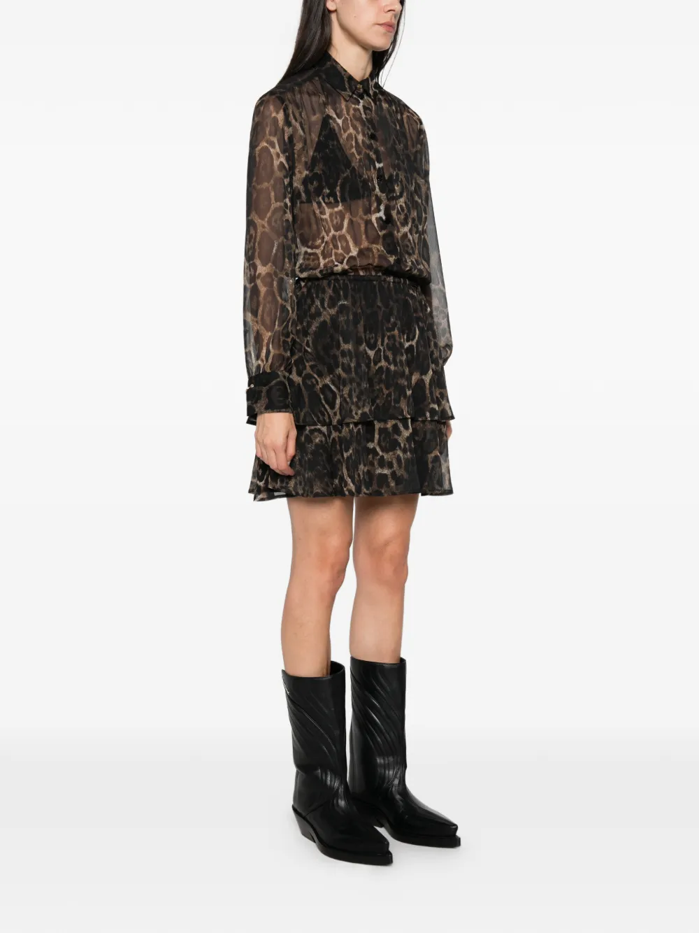 Just Cavalli leopard-print tiered mini dress Bruin
