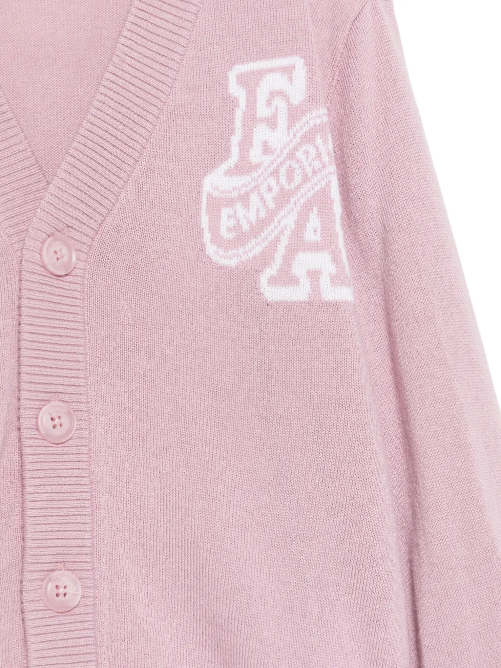 Emporio Armani Kids logo-intarsia knitted cardigan Roze