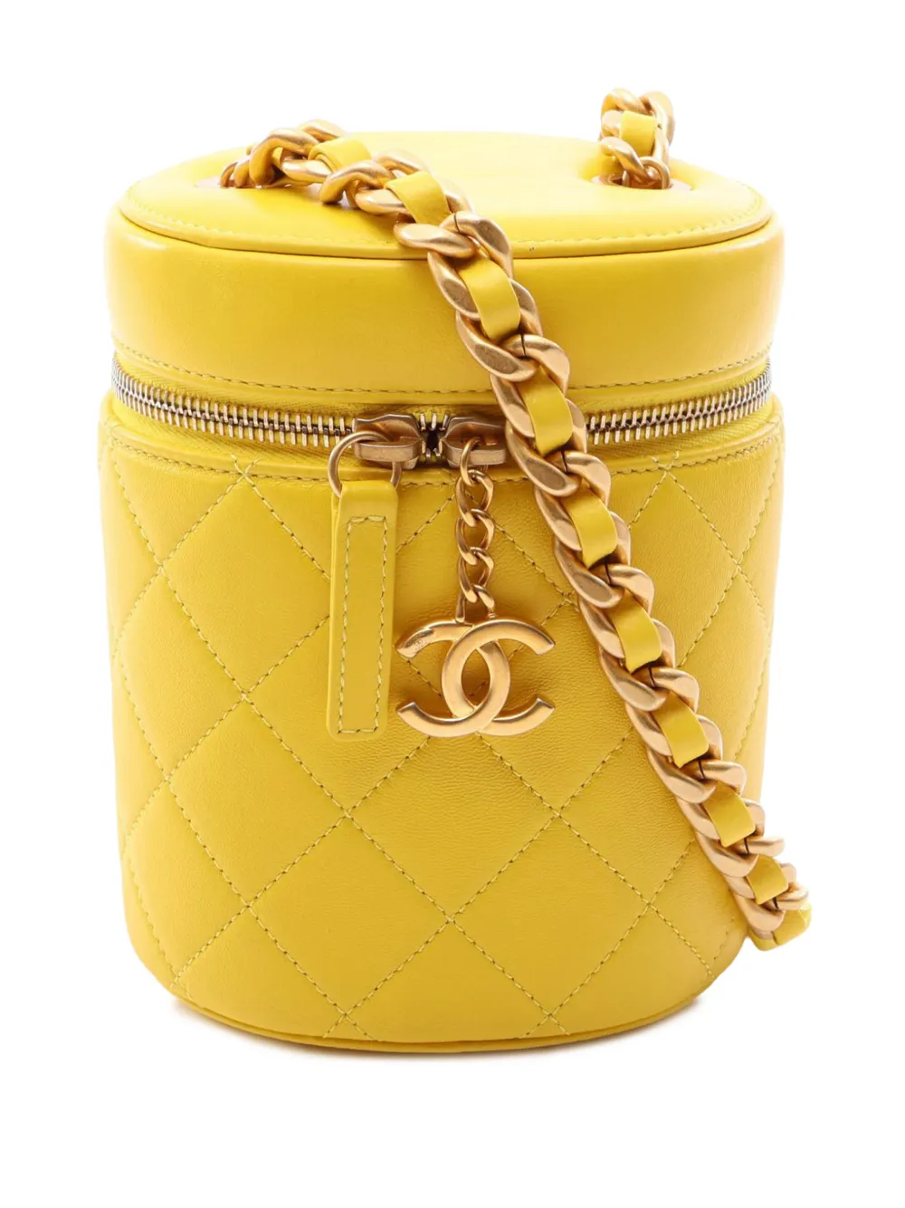 CHANEL Pre-Owned 2021-2026 CC Quilted Lambskin Case vanity bag - Giallo