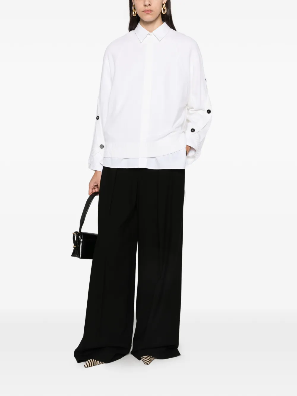 Liviana Conti button-detailed raglan-sleeve sweater Wit