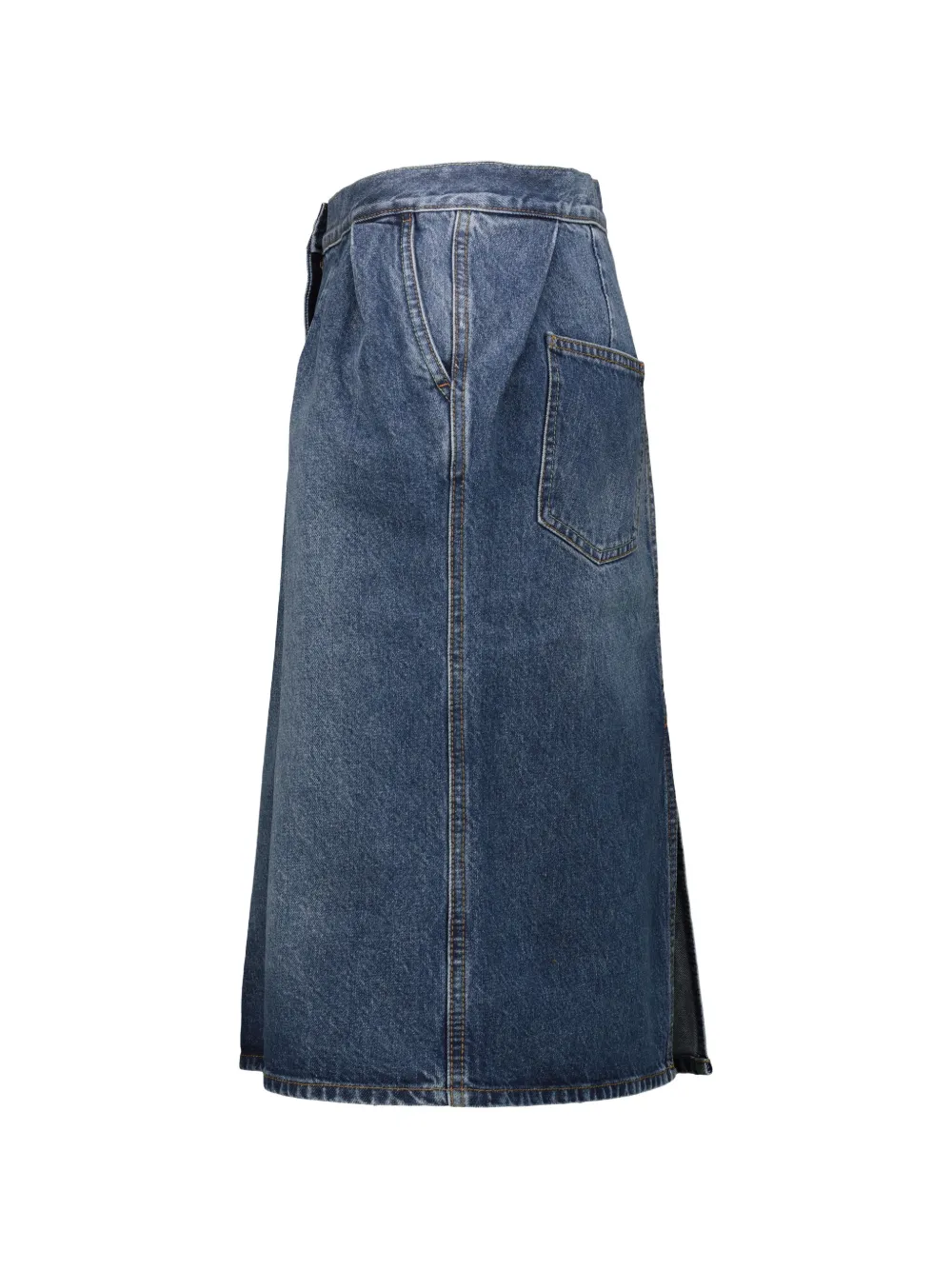 Magda Butrym pleated denim midi skirt Blauw
