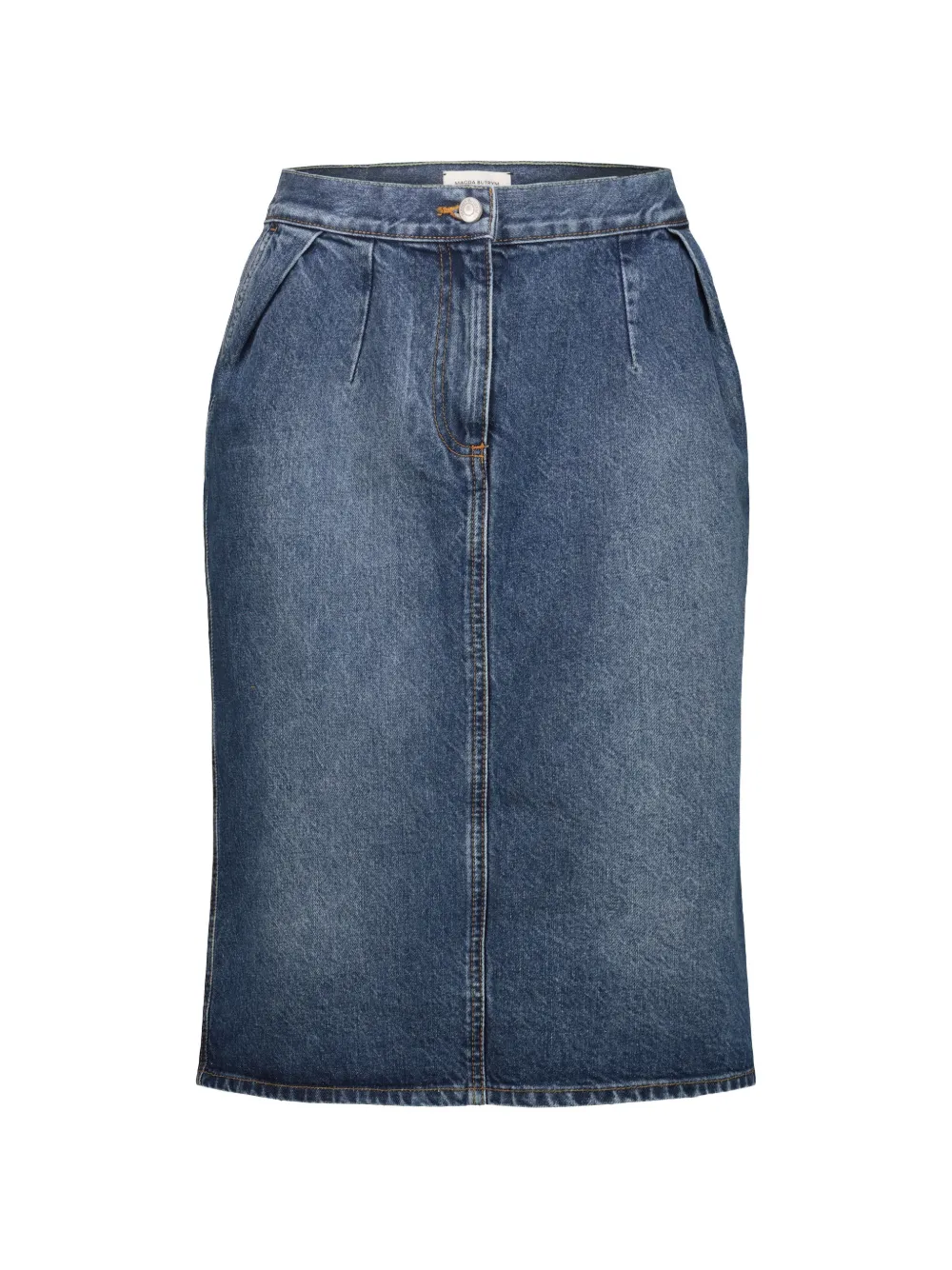 Magda Butrym pleated denim midi skirt - Blau