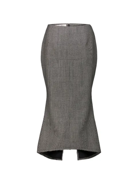 Matières Fécales Madame Prince of Wales check frayed midi skirt