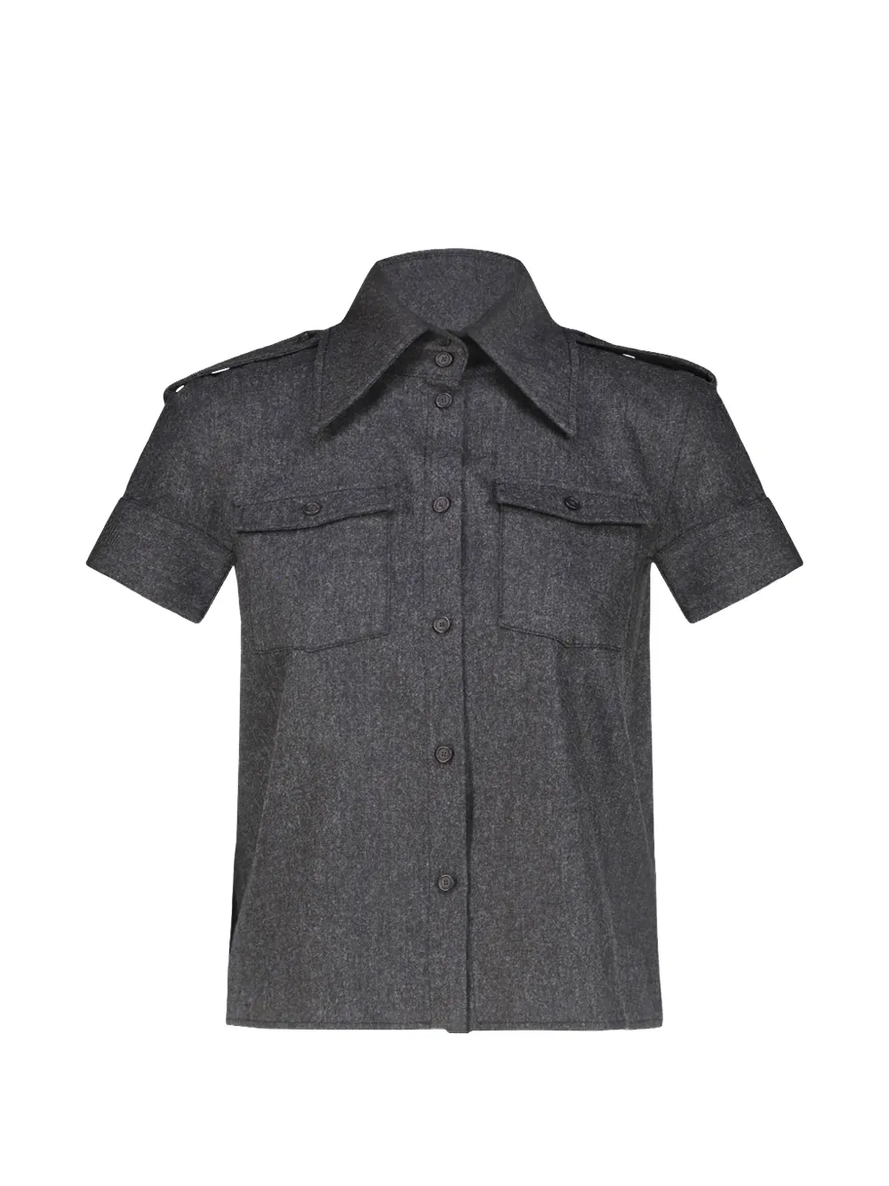 KHAITE Emiel epaulette short-sleeve shirt Grijs