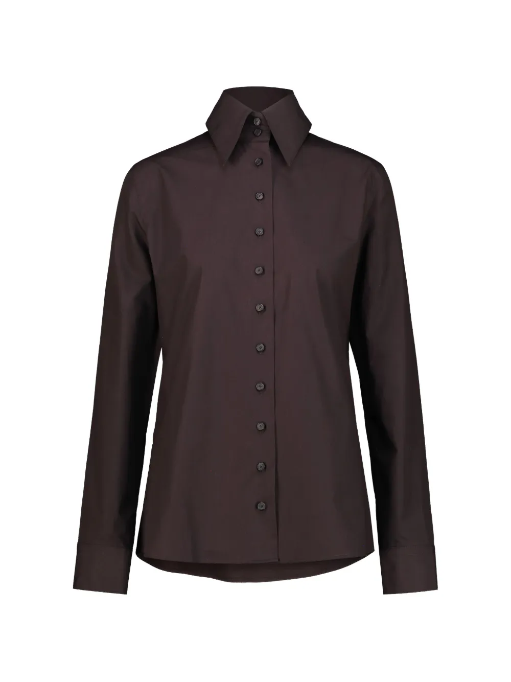 KHAITE Ivy pointed-collar long-sleeve shirt Bruin