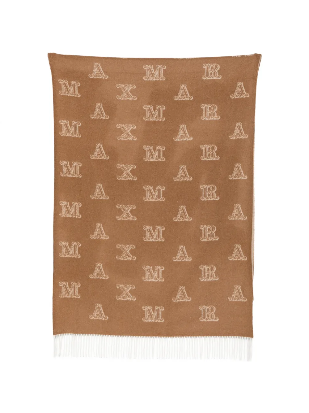 Max Mara logo-jacquard fringed scarf Bruin