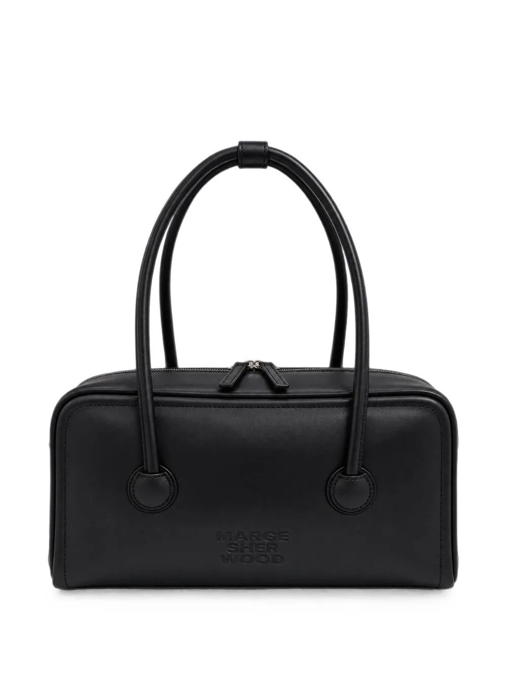 Marge Sherwood Kleine leren shopper met logo-reliëf Zwart