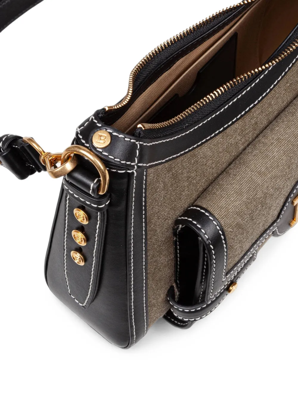 Balmain B-Buzz canvas schoudertas Beige