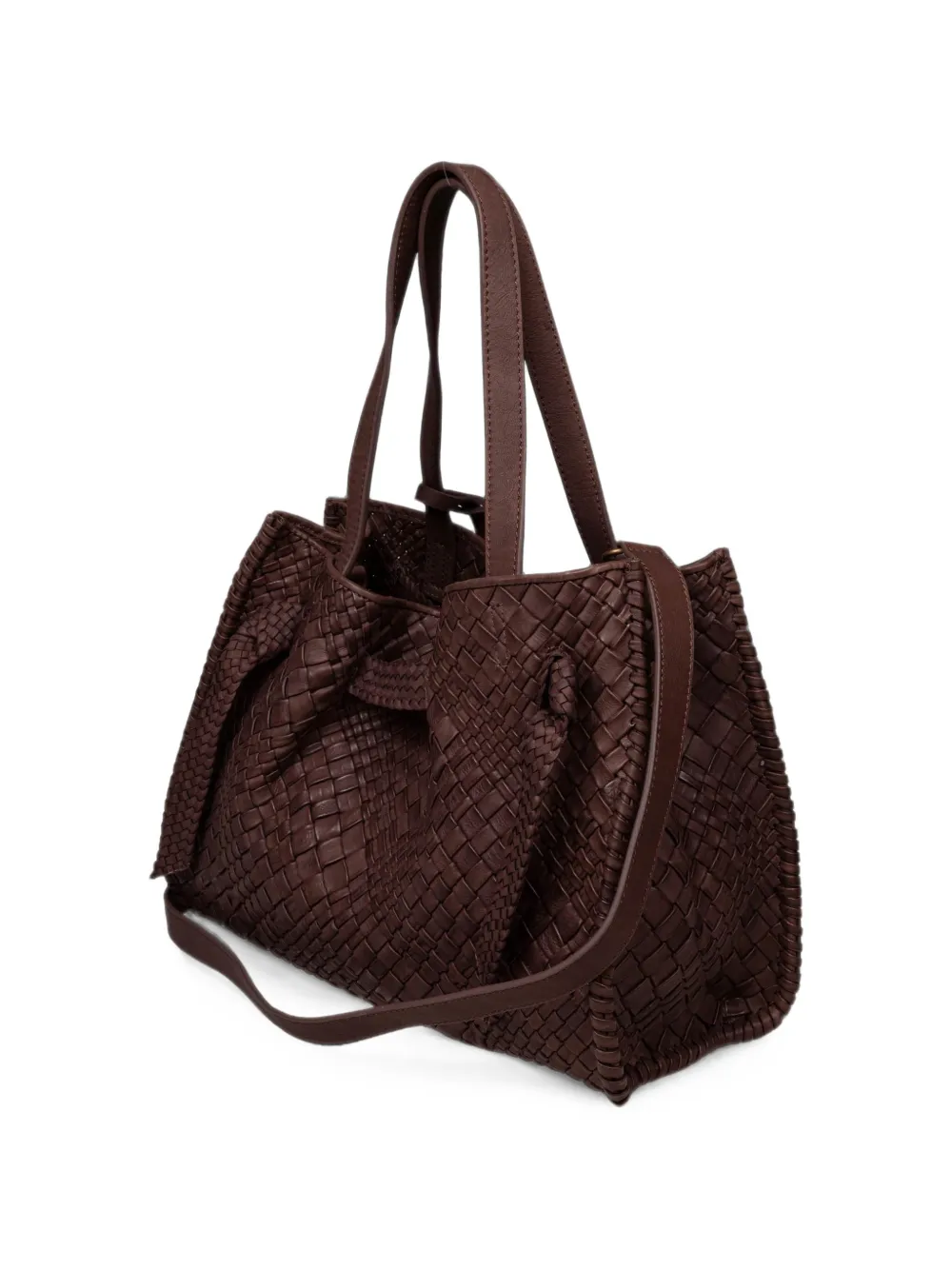 VISONA` Esmeralda geweven leren shopper Bruin