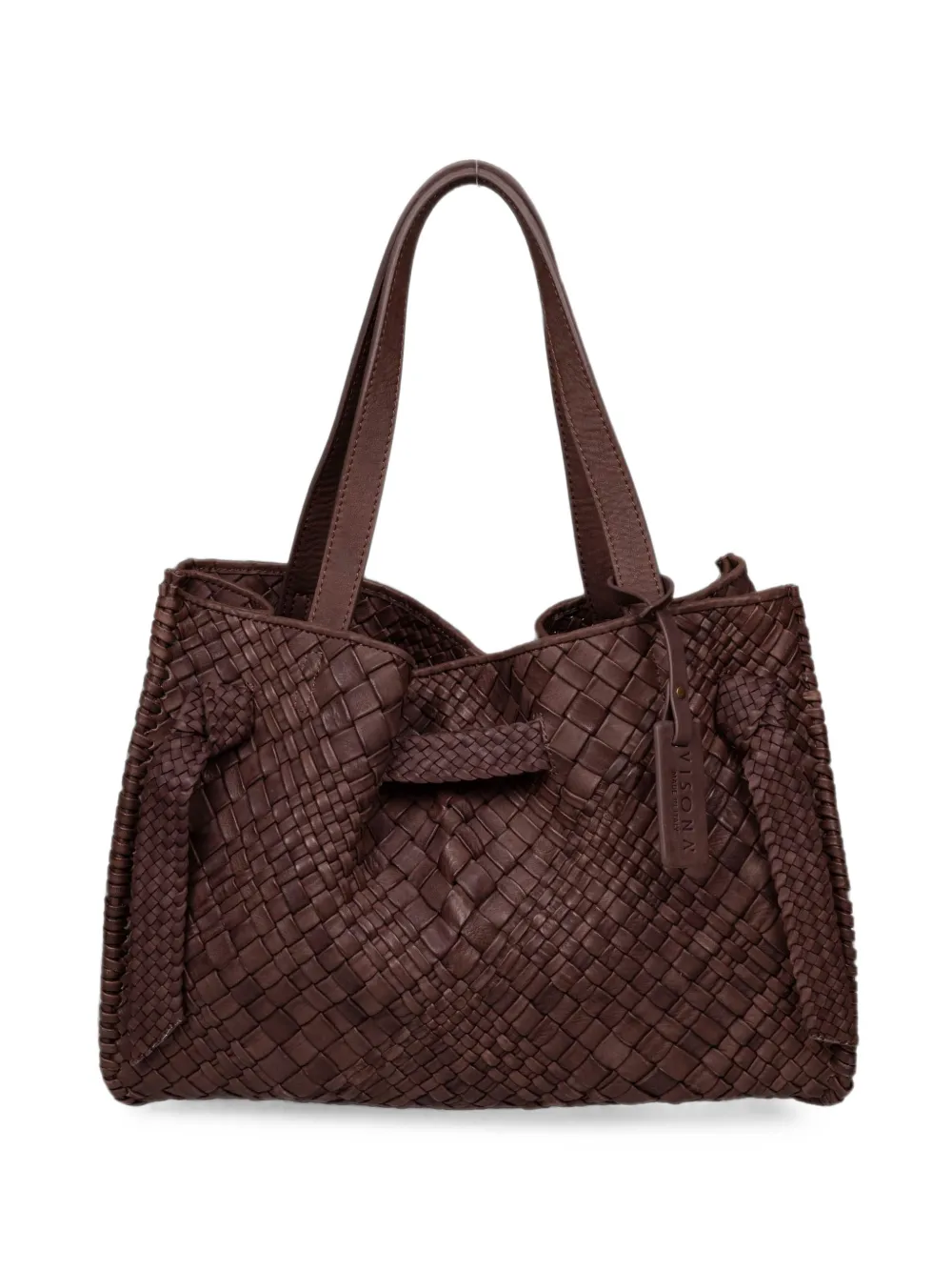 VISONA` Esmeralda woven leather tote bag