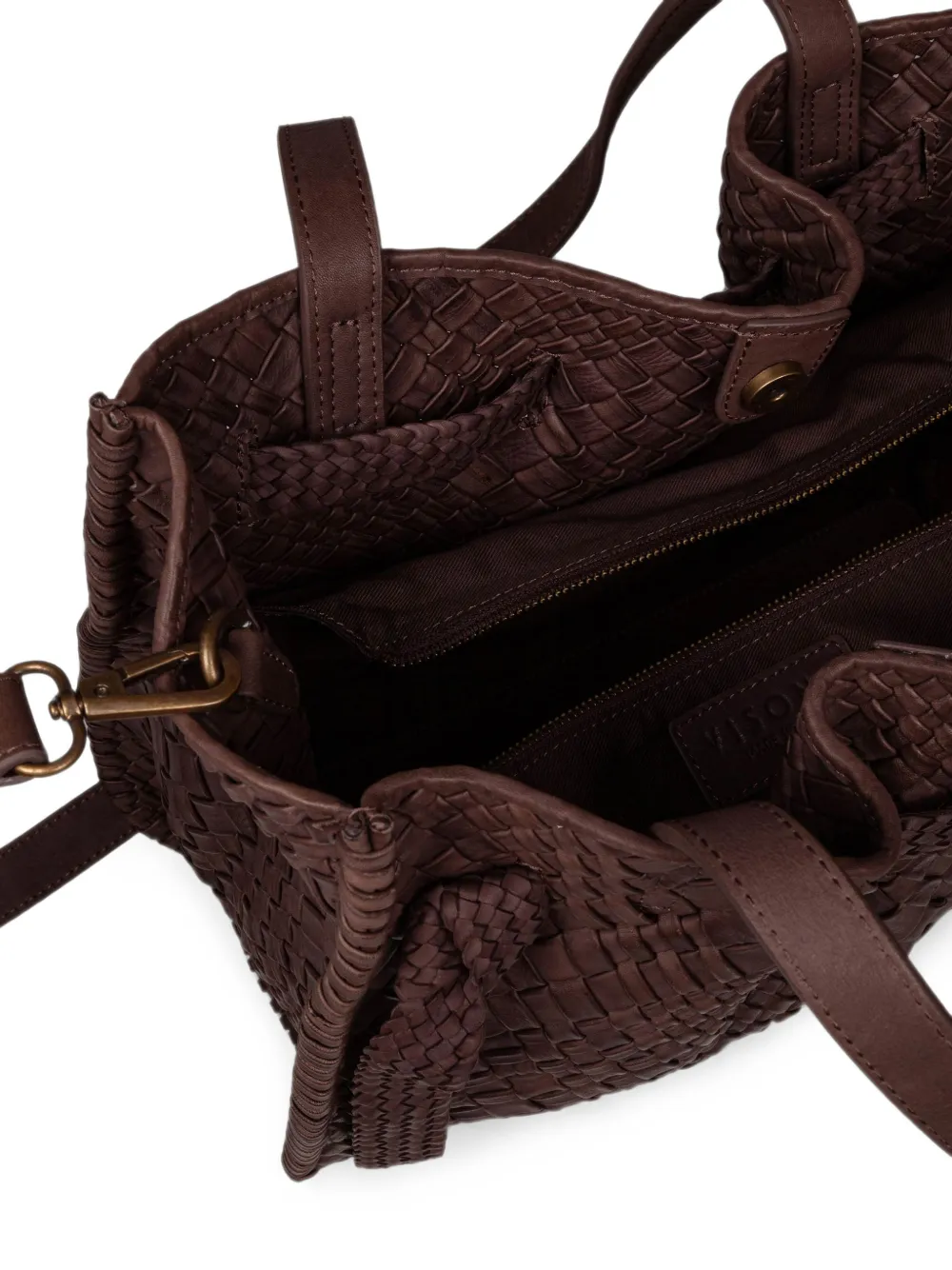 VISONA` Esmeralda geweven leren shopper Bruin