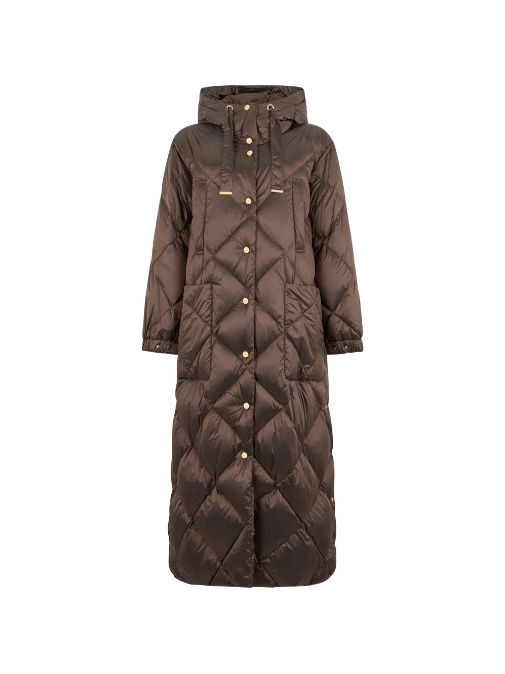 Max Mara long puffer in quilted water-repellent fabric - brown