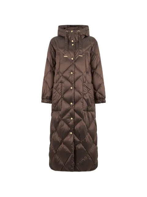 Max Mara chamarra capitonada larga de tela impermeable - marrón