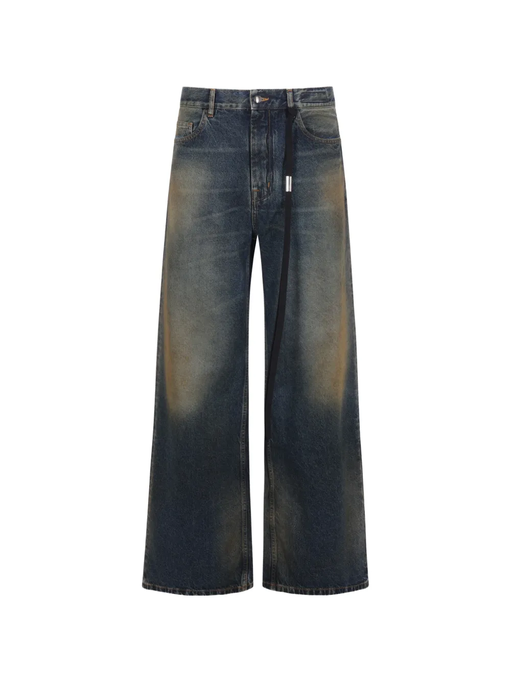 Ann Demeulemeester stone-washed lace-detail jeans - Blu