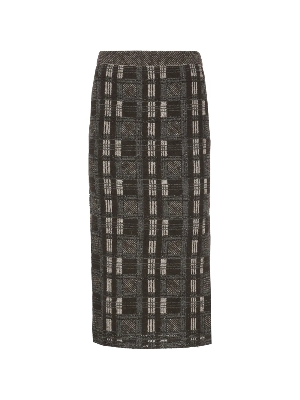 D.Exterior check-pattern midi skirt Bruin