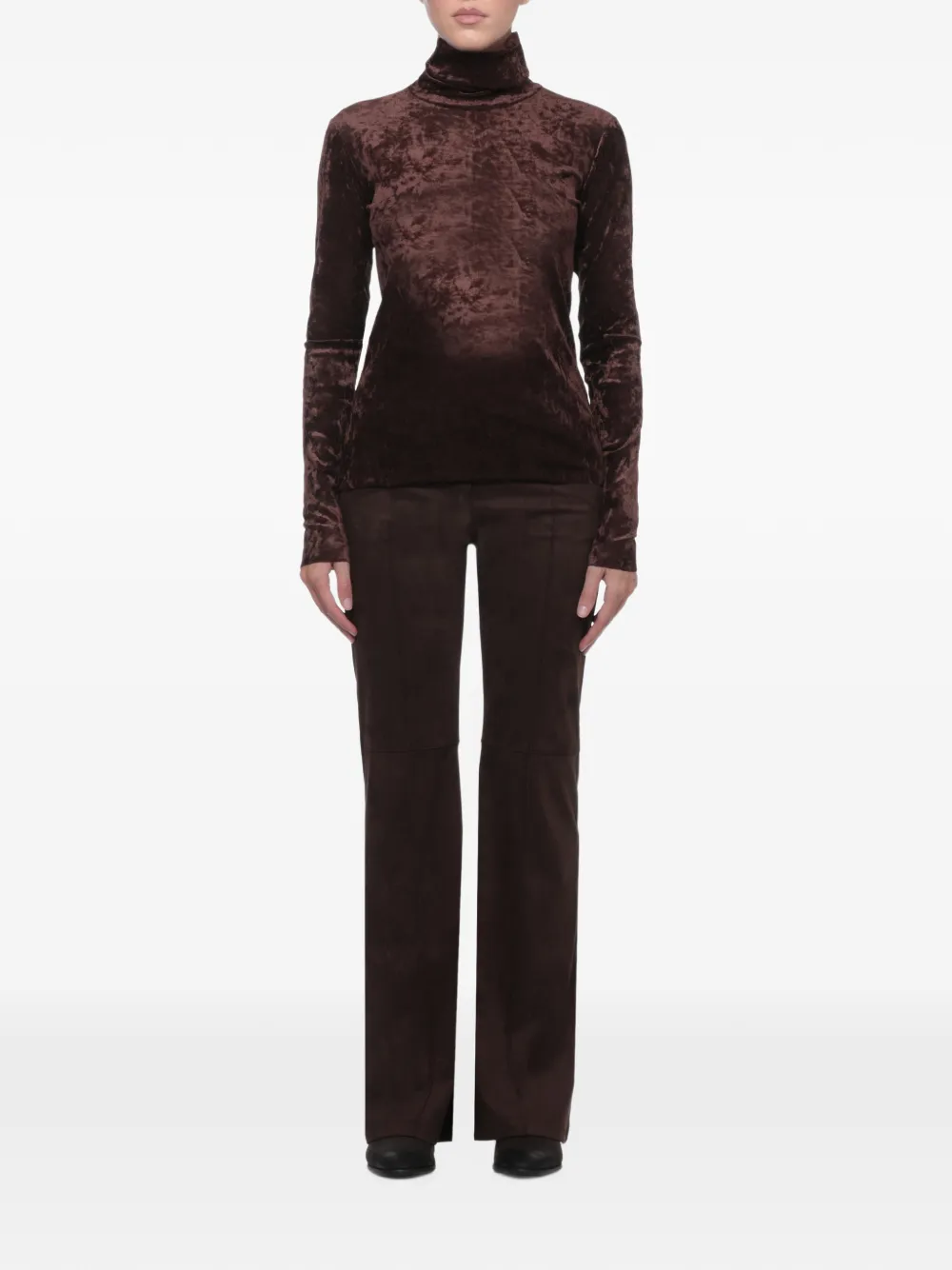 D.Exterior crushed-effect roll-neck sweater Bruin