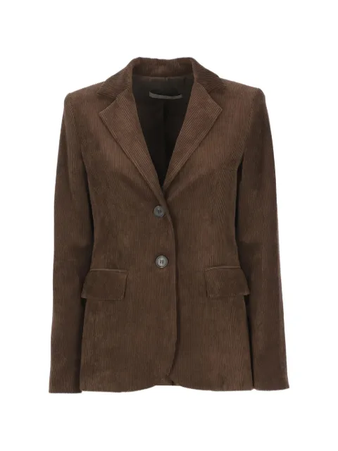 D.Exterior corduroy-effect single-breasted jacket