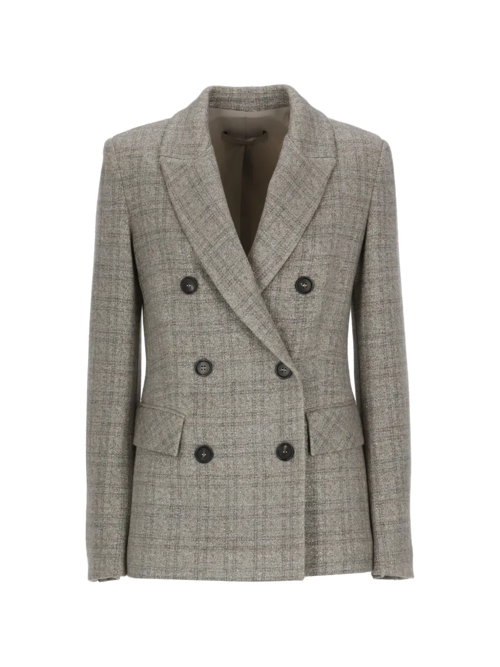 D.Exterior double-breasted checked blazer Grijs