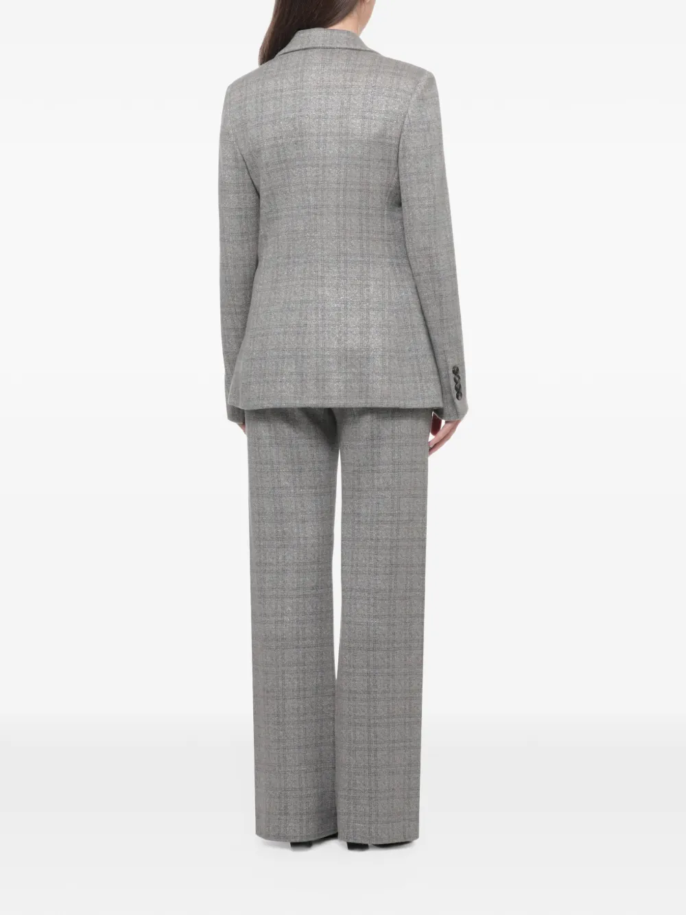 D.Exterior double-breasted checked blazer Grijs