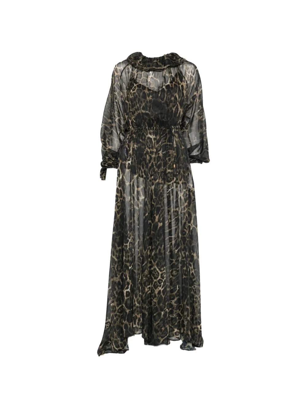 Just Cavalli leopard-print ruffled maxi dress Zwart