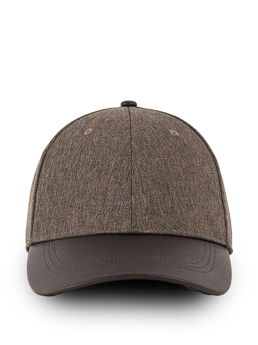Manière De Voir Ellis in taupe textured tailored cap with leather brim - Marrone