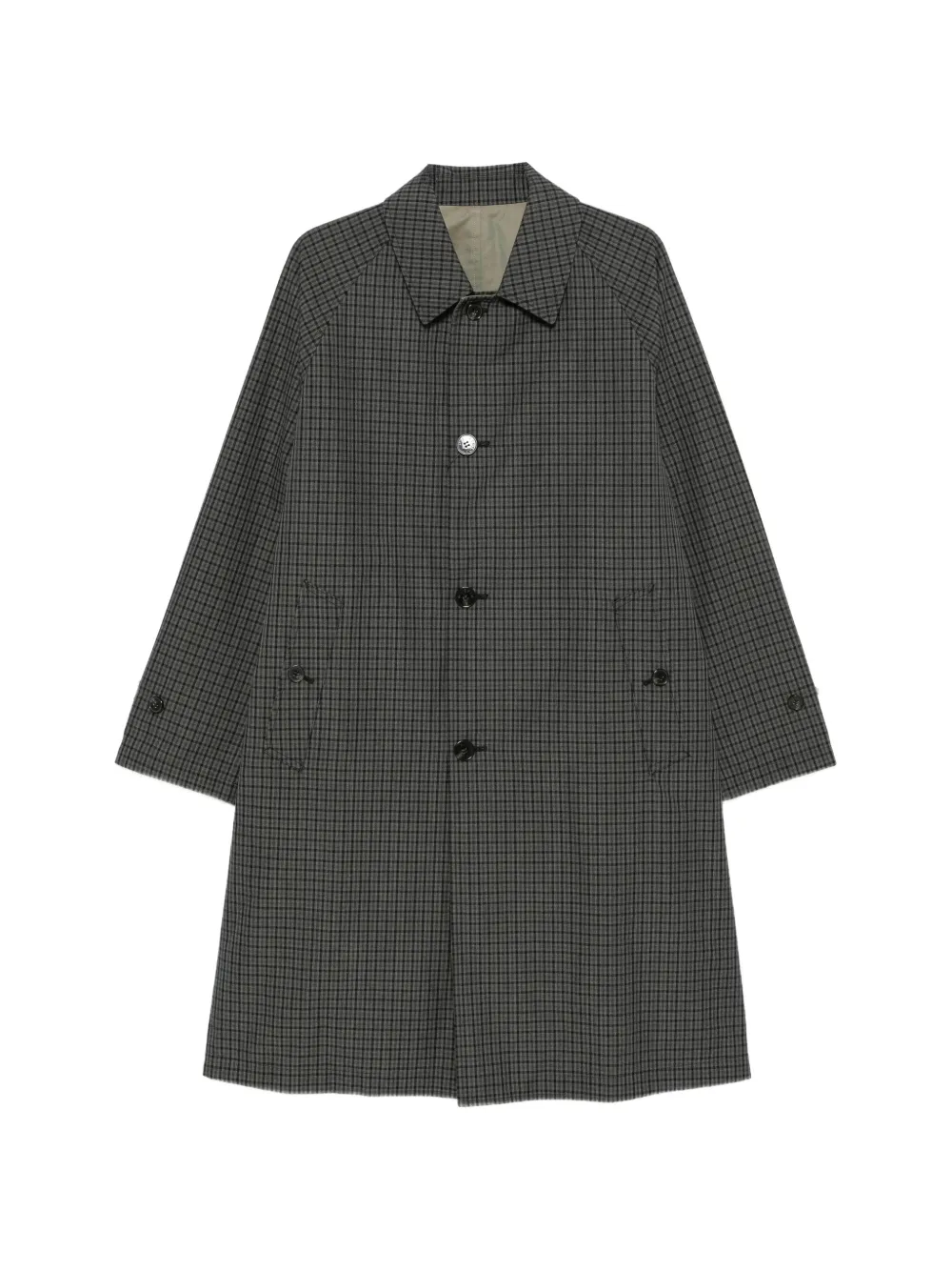 Mackintosh Balfield reversible check-pattern raglan-sleeve coat - Gris Mackintosh Balfield reversible check-pattern raglan-sleeve coat - Gris