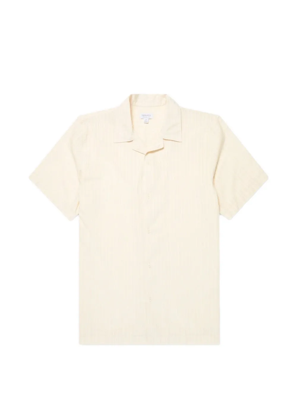 Sunspel textured-stripe camp-collar shirt - Tons neutres Sunspel textured-stripe camp-collar shirt - Tons neutres