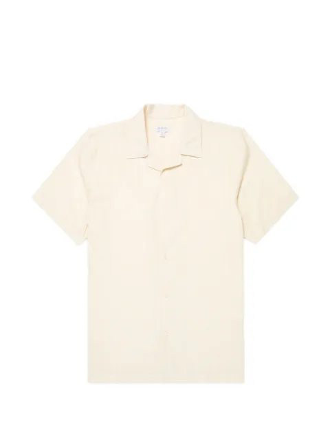 Sunspel textured-stripe camp-collar shirt