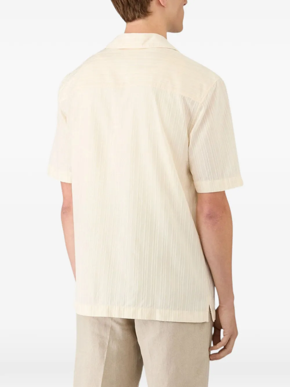Sunspel Overhemd met camp-kraag en streep Beige