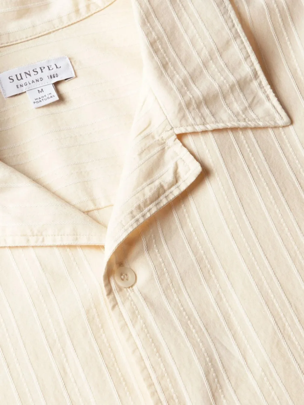 Sunspel Overhemd met camp-kraag en streep Beige