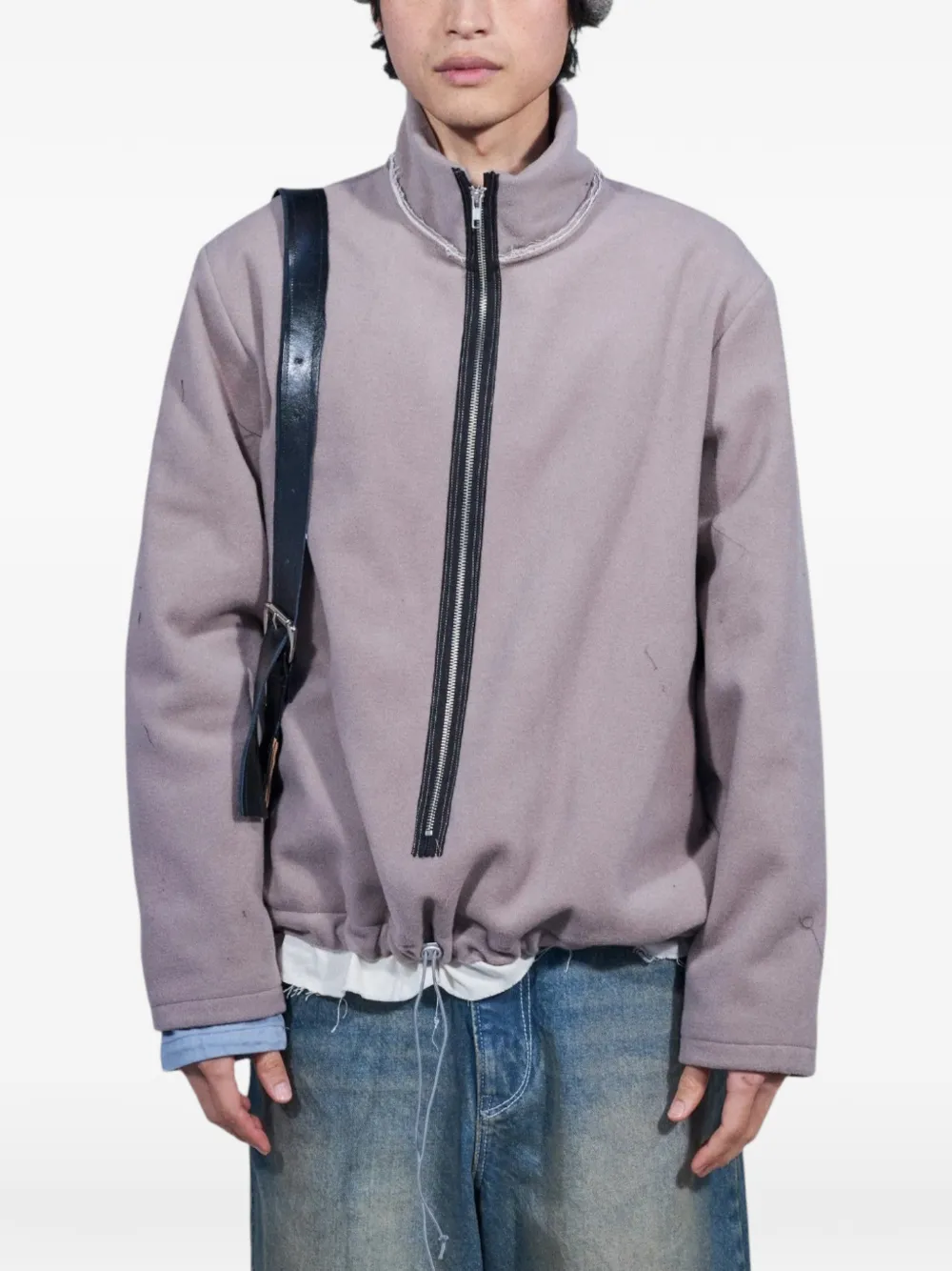Camiel Fortgens Fleece jack met col en onafgewerkte randen Grijs