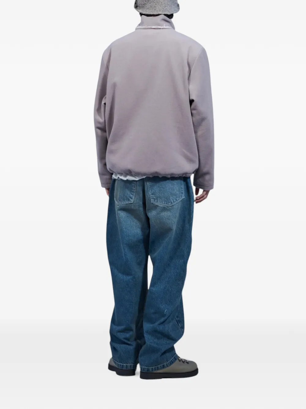 Camiel Fortgens Fleece jack met col en onafgewerkte randen Grijs